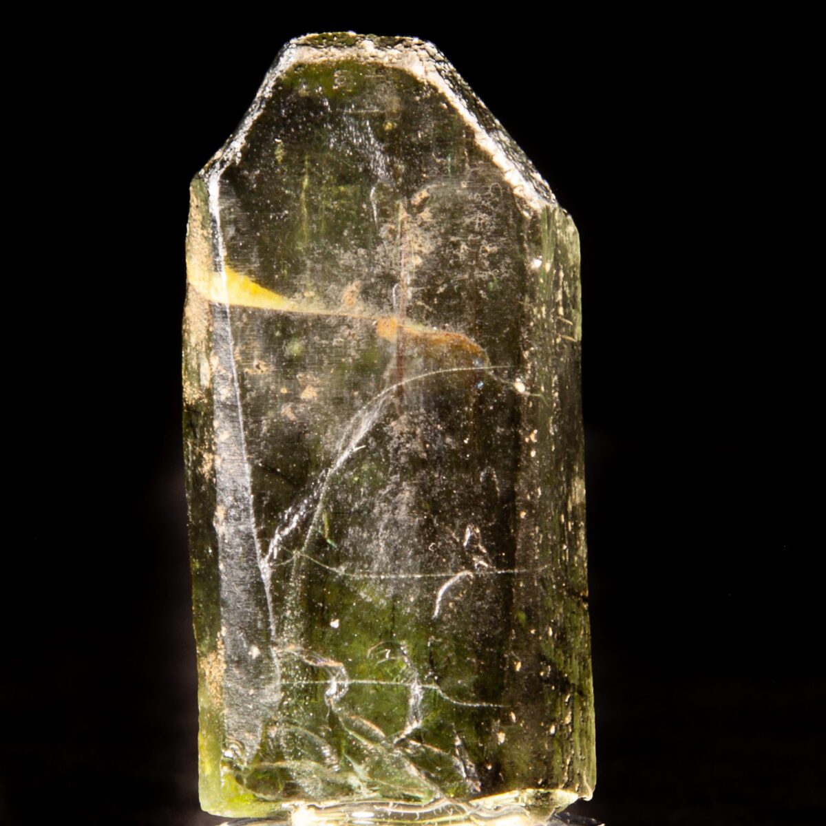 Forsterite var. Peridot with Ludwigite inclusions