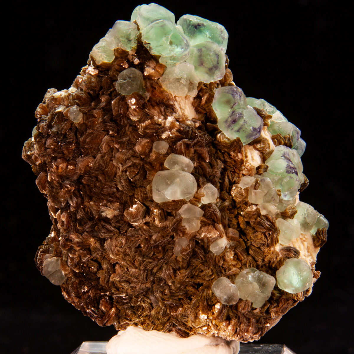 Fluorite on Muscovite over Feldspar