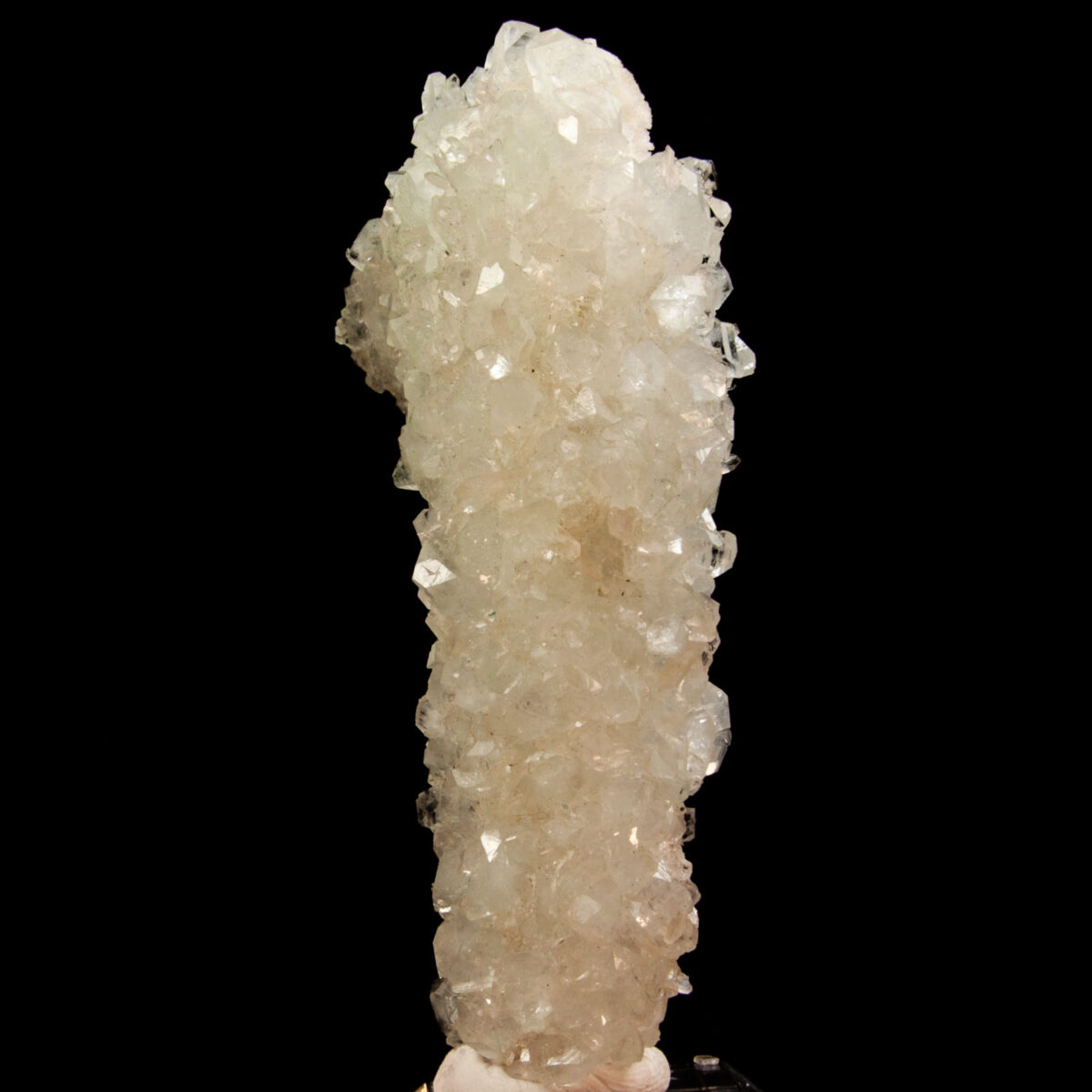 Apophyllite on Quartz Stalactite