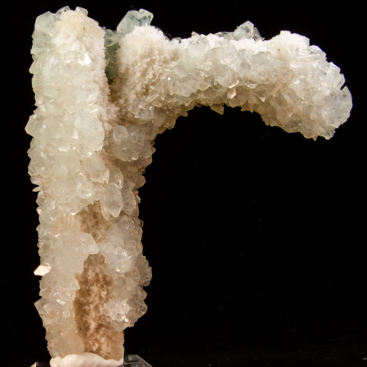 Apophyllite on Quartz Stalactite