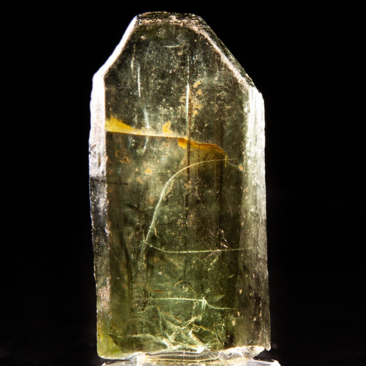 Forsterite var. Peridot with Ludwigite inclusions