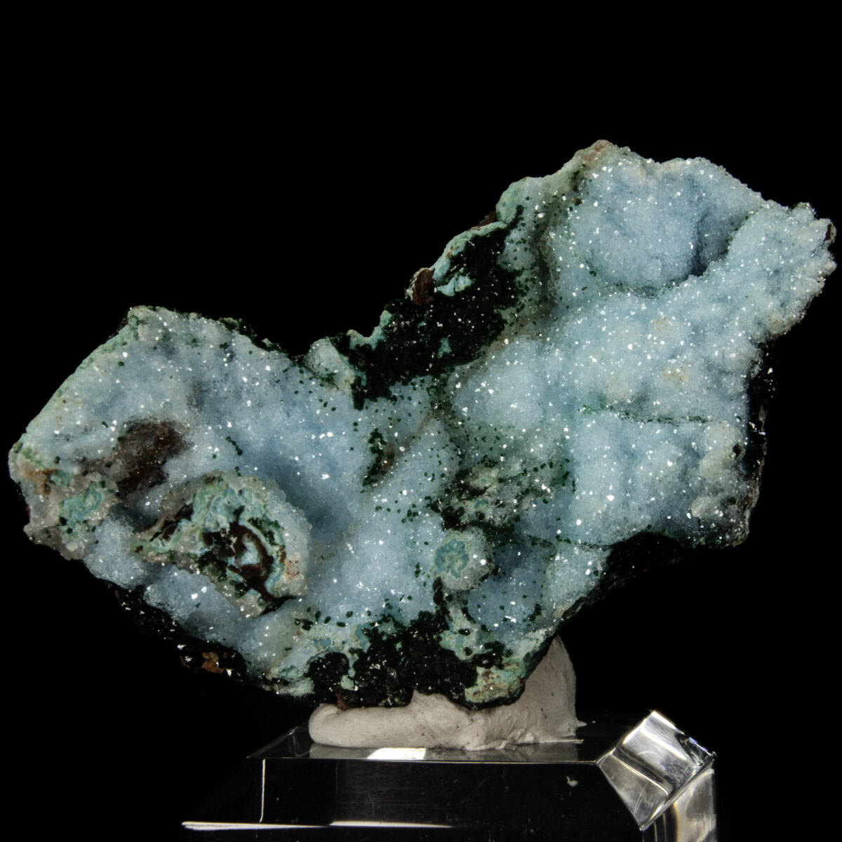 Quartz on Chrysocolla with Malachite