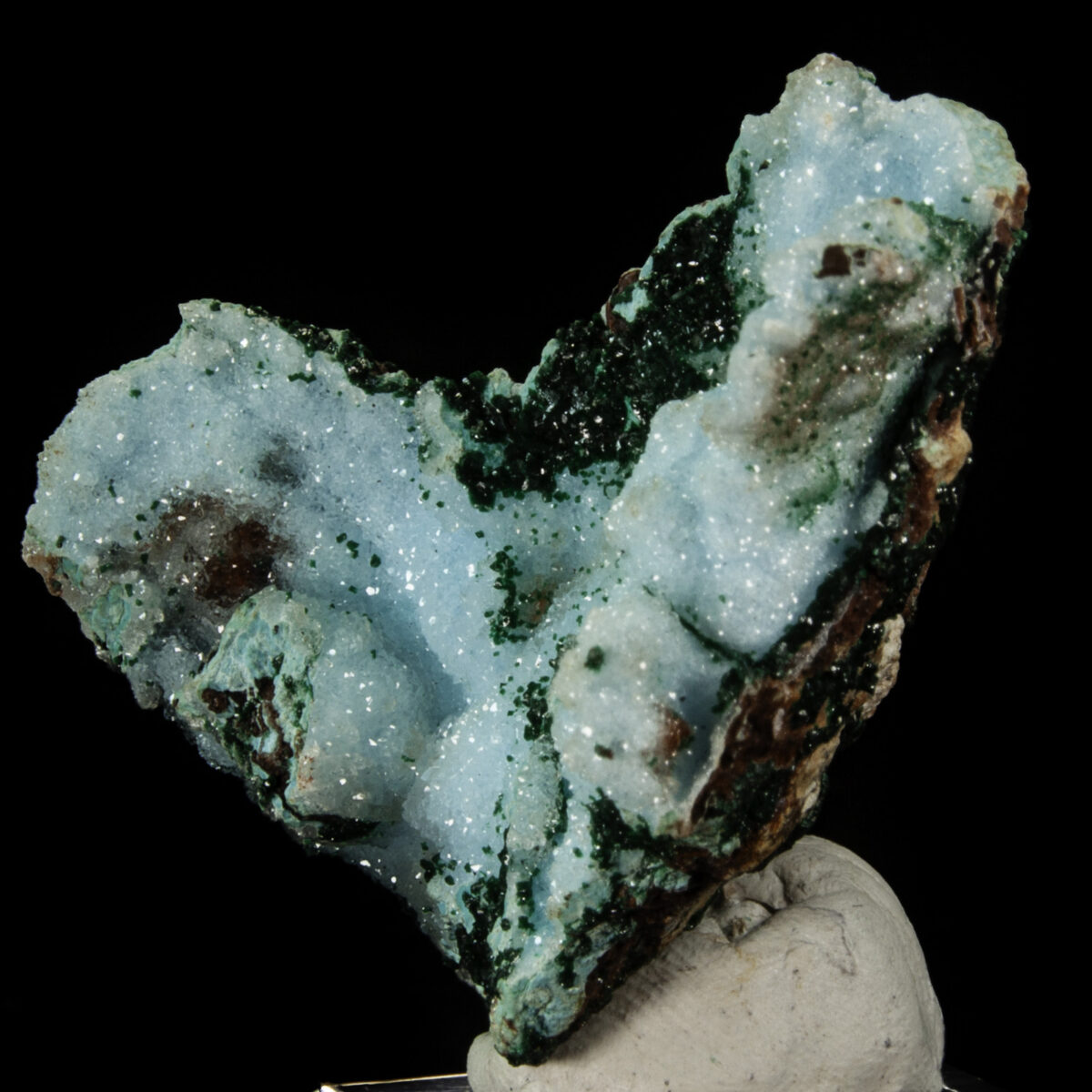 Quartz on Chrysocolla with Malachite
